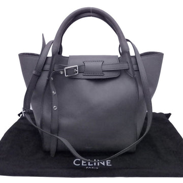 Celine 2way bag big gray leather handbag shoulder