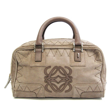 LOEWE Amazona 28 Women's Leather,Suede Handbag Gray Beige