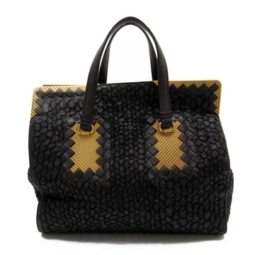 BOTTEGA VENETA Handbag Intrecciato Dark Brown Gold Leather Felt