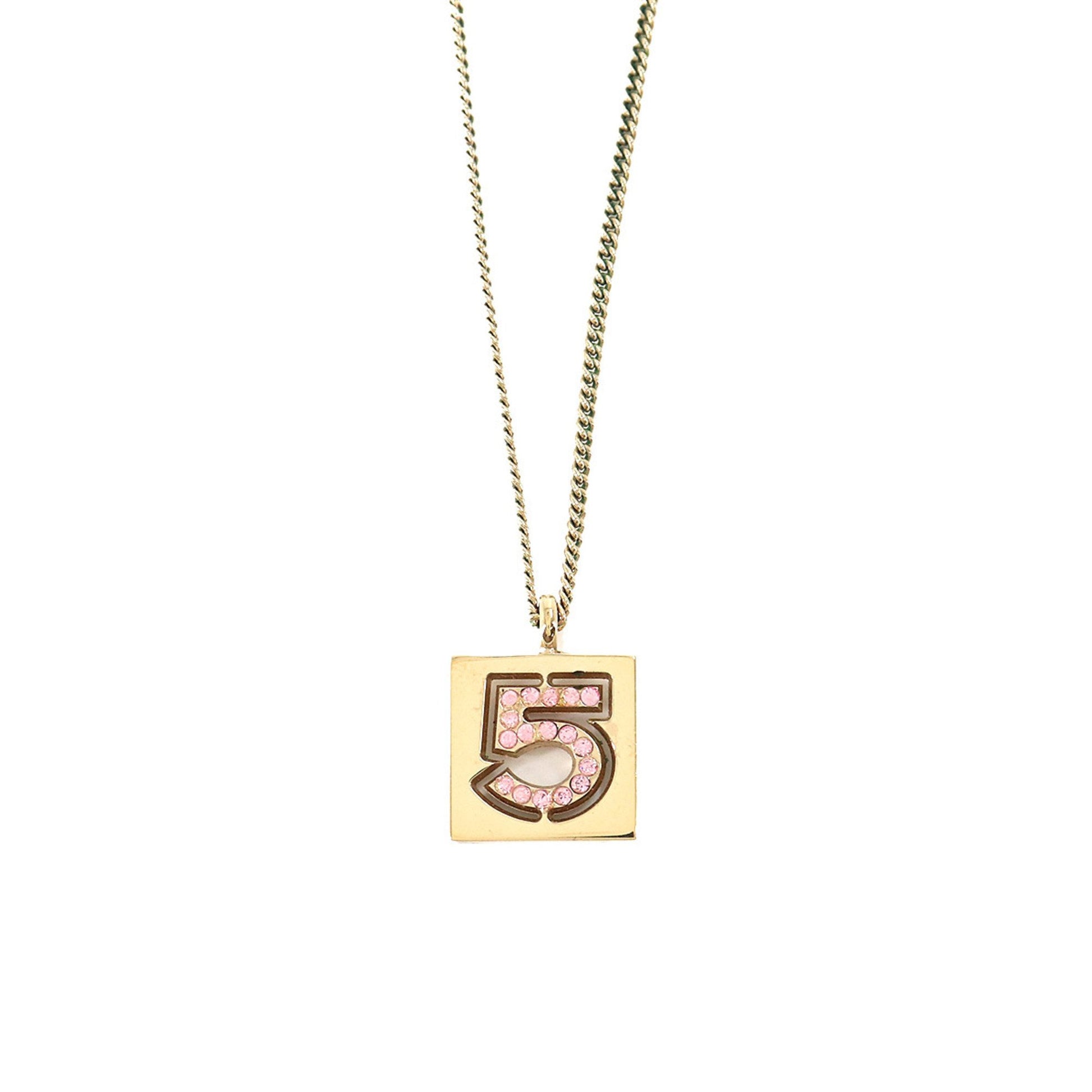 Chanel No.5 rhinestone long pink multicolor gold 02P accessories Coco