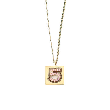 Chanel No.5 rhinestone long pink multicolor gold 02P accessories Coco Necklace