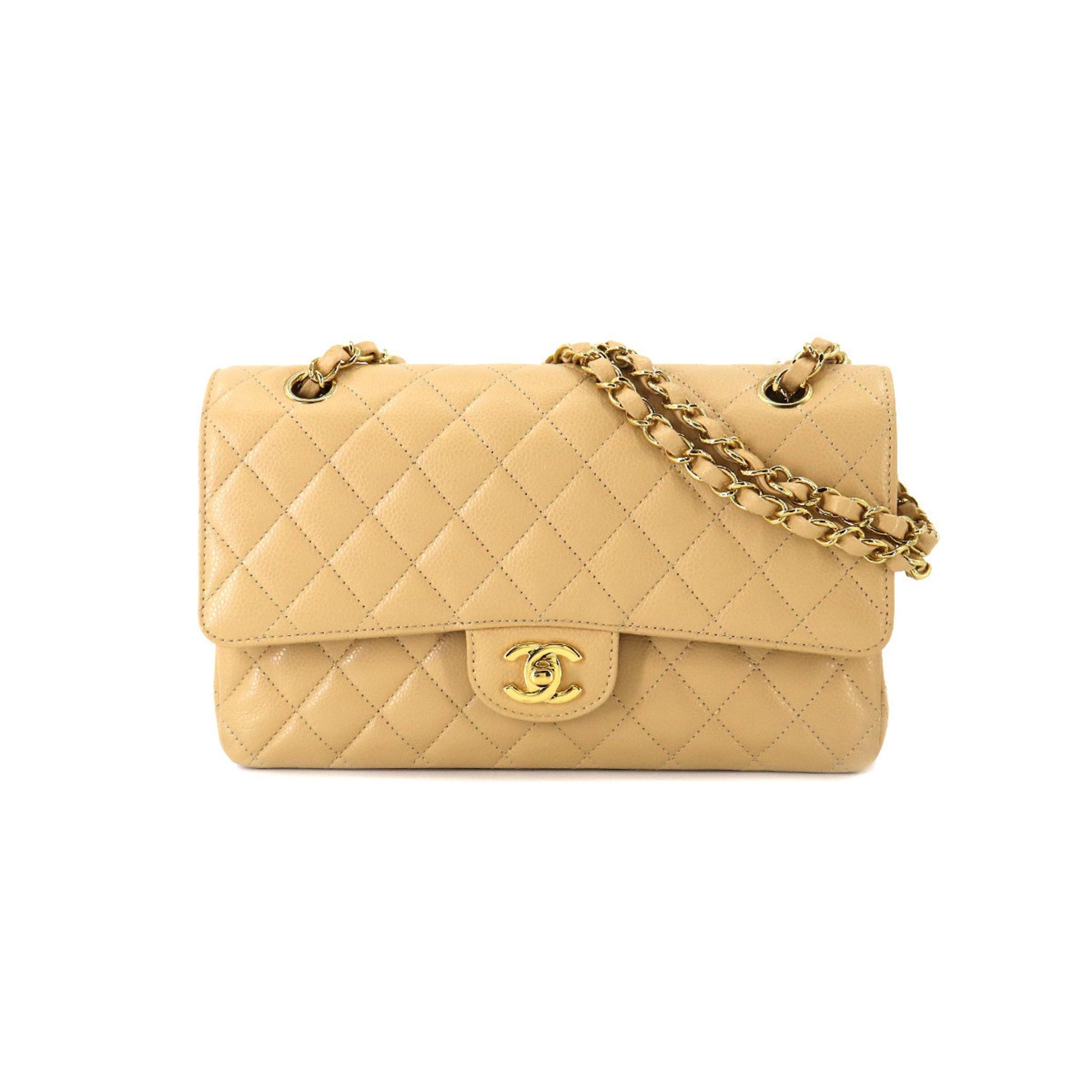 Chanel matelasse 25 chain shoulder bag caviar skin beige A01112 gold m