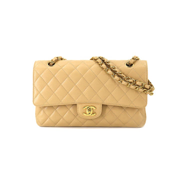 Chanel matelasse 25 chain shoulder bag caviar skin beige A01112 gold metal fittings here mark Matelasse Bag