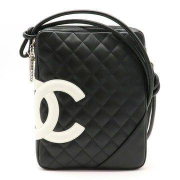 Chanel Cambon Line Coco Mark Medium Pochette Shoulder Bag Black White Pink A25178