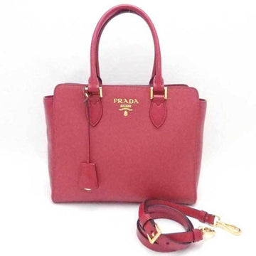 PRADA handbag shoulder bag leather red gold ladies