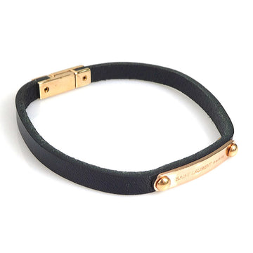 SAINT LAURENT Bracelet Leather Black PG Unisex