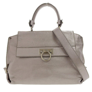 Ferragamo Salvatore Bag Ladies Shoulder Handbag 2way Gancio Leather BW21 A896 Silver