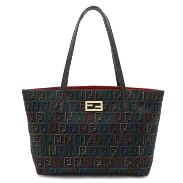 FENDI Zucchino pattern tote bag handbag canvas leather black metallic multicolor 8BH099