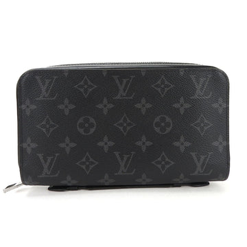 LOUIS VUITTON Round Long Wallet Zippy XL M61698 Monogram Eclipse Leather PVC Clutch Bag Case Men's  LV