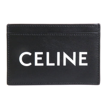 CELINE Card Case Pass Leather Black x White Unisex