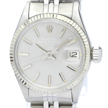 ROLEXVintage  Oyster Perpetual Date 6517 White Gold Steel Ladies Watch BF551205