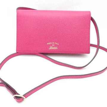 GUCCI Crossbody Shoulder Bag Wallet Swing Leather Magenta Women's 368231