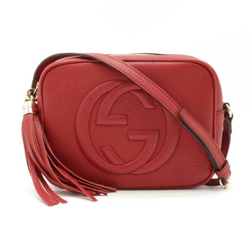 Gucci Soho Small Disco Tassel Shoulder Bag Pochette Leather Red 308364