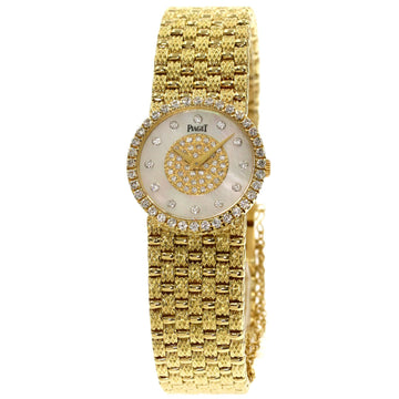 PIAGET 9706D23 Tradition Shell Diamond Watch K18 Yellow Gold K18YG Women's