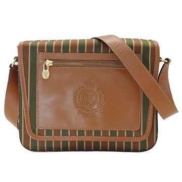 CELINE Bag Ladies Shoulder Canvas Green Brown Stripe