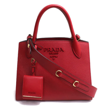 PRADA Monochrome Small 2Way Shoulder Bag Red 1BA156 Women's