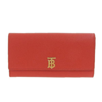 Burberry TB Leather Flap Long Wallet Red