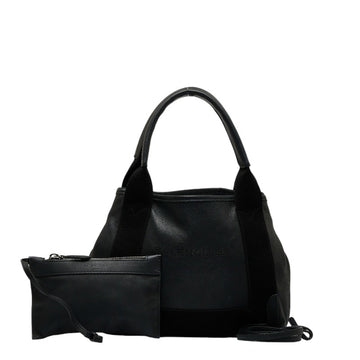 BALENCIAGA Navy Cabas XS Handbag Shoulder Bag 390346 Black Leather Women's