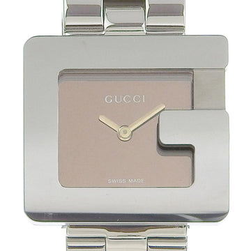GUCCI G watch wristwatch 3600L stainless steel silver quartz analog display ladies brown dial