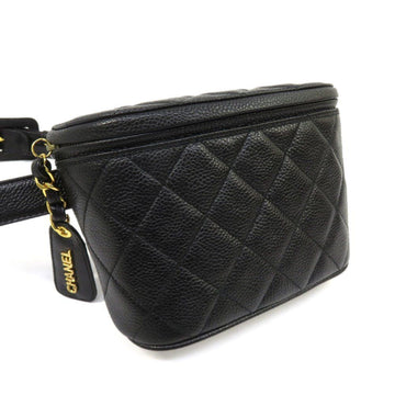 CHANEL Caviar Skin Waist Bag Pouch Belt Black