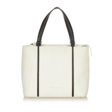 Burberry Nova Check Handbag White Leather Ladies BURBERRY