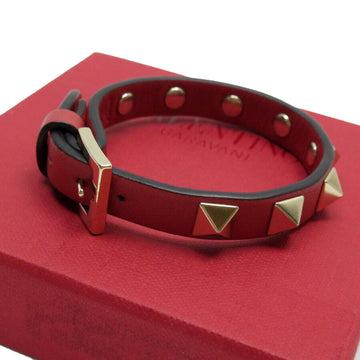 VALENTINO GARAVANI bracelet red gold leather studs