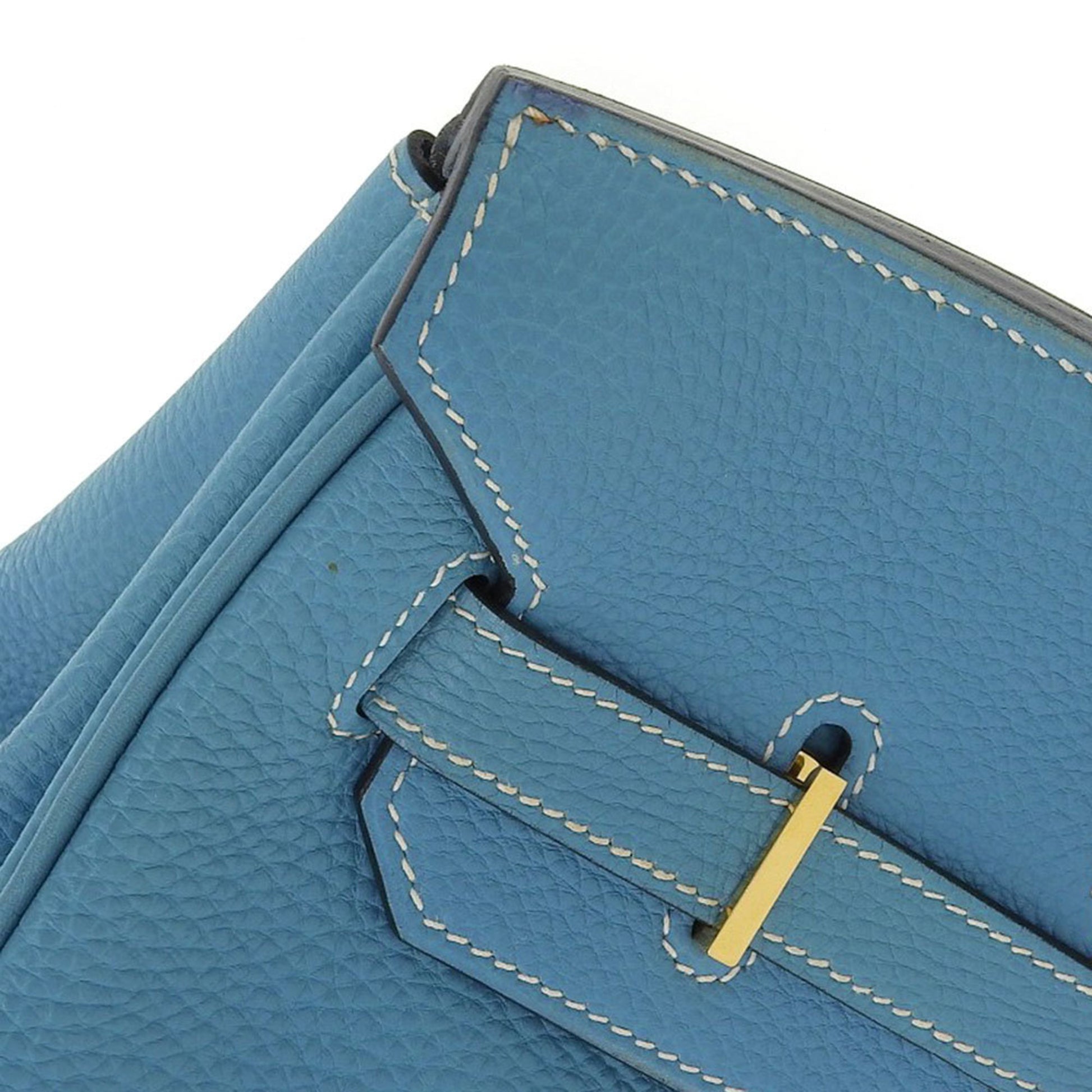 Hermes Birkin 35 handbag Taurillon Clemence Blue Jean GP metal fittings F  stamp