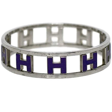 HERMES Bangle Rondo Ash Silver Blue Bracelet H  Reversible Ladies