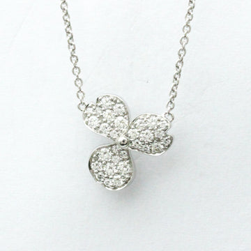 TIFFANY Open Paper Flower Necklace Platinum Diamond Men,Women Fashion Pendant Necklace [Silver]