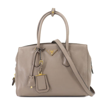 PRADA 2way hand shoulder bag leather gray BN2769 gold hardware Hand Shoulder Bag
