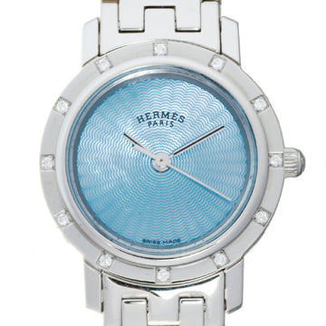Hermes Clipper Ladies Watch CL4.230 Stainless Steel Blue Shell Dial