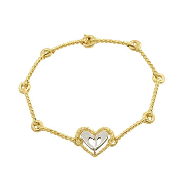 CHRISTIAN DIOR Bracelet 17cm K18 YG WG Yellow White Gold 750 Heart