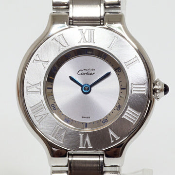 CARTIER Ladies Watch Must 21 W10109T2 Silver Dial Quartz Finished