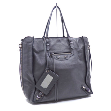 BALENCIAGA Tote Bag Paper A5 Women's Gray Leather 357330 Handmade A2230442