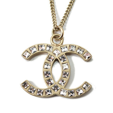 CHANEL Necklace Pendant Coco Mark CC Rhinestone Gold