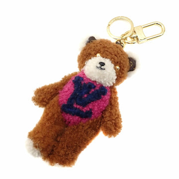 LOUIS VUITTON Bag Charm Portocre LV Teddy Bear Women's M69854 Brown Pink Blue Shearling Key Ring