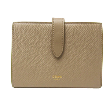 CELINE Medium Strap Wallet Women's Leather Middle Wallet [bi-fold] Grayish
