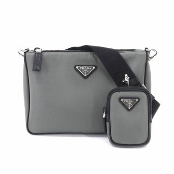 PRADA shoulder bag nylon saffiano leather gray 2VH113 Shoulder Bag