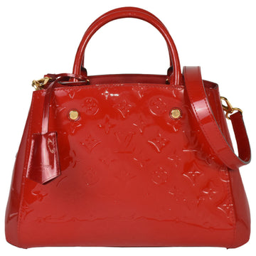 LOUIS VUITTON Montaigne BB Handbag Shoulder Bag Red Monogram Vernis M50187