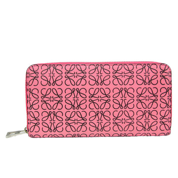 LOEWE Repeat Anagram Women's Leather Long Wallet [bi-fold] Black,Pink