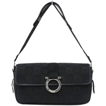 SALVATORE FERRAGAMO Bag Ladies Shoulder Handbag Gancini Canvas Black