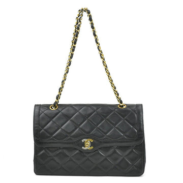 CHANEL Shoulder Bag Matelasse Leather/Metal Black/Gold/Silver Women's