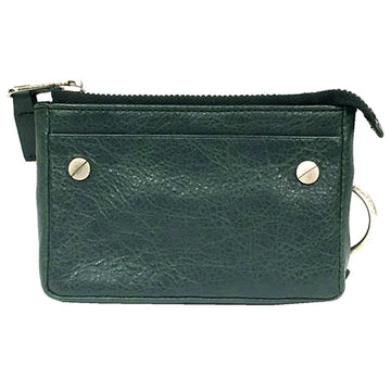 BALENCIAGA 286098 coin case purse key ring leather moss green  wallet