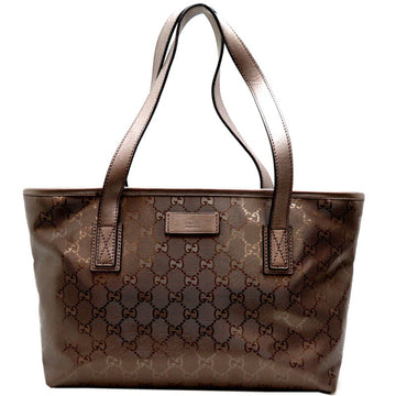 GUCCI GG Implime Women's Tote Bag 211138 Leather Metallic Gray