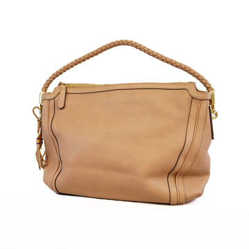 Gucci Shoulder Bag Bamboo 269949 Leather Pink Beige Gold Metal