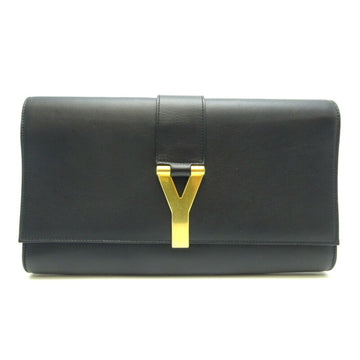 YVES SAINT LAURENT Y Line Clutch Bag Women's Shoulder 311213 Leather Black