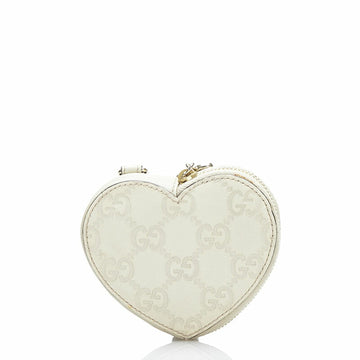 Gucci Shima Heart Coin Case 152615 Ivory Leather Ladies GUCCI