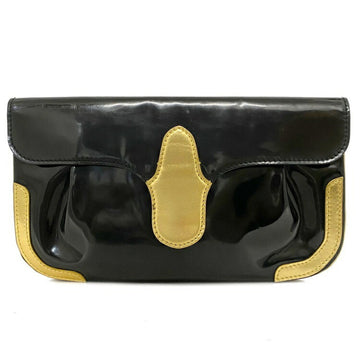 Balenciaga Clutch Bag Black Gold 211157 2123-Bag Patent Enamel Leather BALENCIAGA Ladies Flap