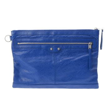 BALENCIAGA Classic Clip L Blue 273023 Men's Leather Clutch Bag