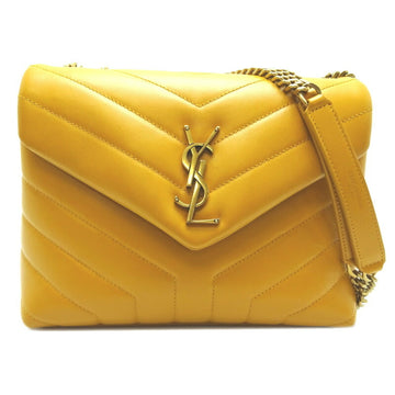 YVES SAINT LAURENT SAC MNG LOU SM Women's Shoulder Bag 494699 DV727 7621 Leather Yellow